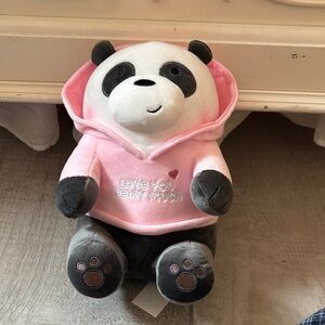 We Bare Bears Panda Plush with Pink Hoodie